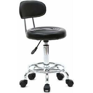 Tabouret De Bureau Avec Dossier, Tabouret ¿¿ Roulettes Rotation ¿¿ 360¡Ãhauteur R¿¿Glable 47-61,5 Cm, Pour Salon De Massage, Bureau, Clinique (Elliptique Noir) - Publicité