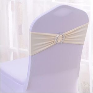 Lot De 20 ¿¿Charpes De Chaise De Mariage ¿¿Lastiques Vintage Pour Chaise De Mariage - Noeud En Satin - D¿¿Coration De Chaise Pour Mariage, Anniversaire, ¿¿V¿¿Nements, Blanc Cr¿¿Me - Publicité