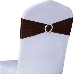 Lot De 10 ¿¿Charpes De Chaise De Mariage ¿¿Lastiques Vintage Pour Chaise De Mariage - Noeud En Satin - D¿¿Coration De Chaise Pour Mariage, Anniversaire, ¿¿V¿¿Nements, Marron Fonc¿¿ - Publicité