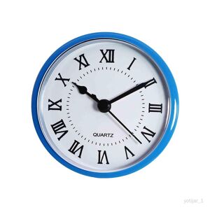 Horloge miniature ronde à insérer pour chambre d'amis, bureau, salle de Chiffre romain bleu - Publicité
