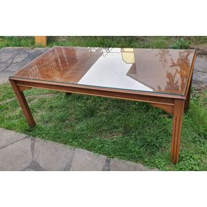 Table Basse Ancienne En Bois Avec Dessus En Verre - Publicité