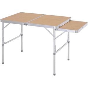 Outsunny Table de camping pliable aluminium table pique niques portable hauteur réglable plateau latéral extensible MDF 90 x 60 x 70 cm bambou