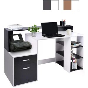 HOMCOM Bureau/Meuble Informatique Moderne avec de Nombreux Rangements 140L X 55L X 92Hcm Noir et Blanc