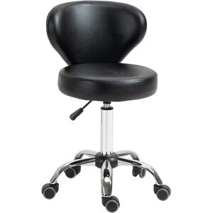 HOMCOM Tabouret de massage tabouret à roulettes réglable en hauteur pivotant 360° dossier mi-incurvé ergonomique revêtement synthétique noir