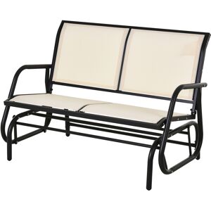 Outsunny Banc à bascule de jardin 2 places design contemporain grand confort accoudoirs assise et dossier ergonomique acier textilène beige