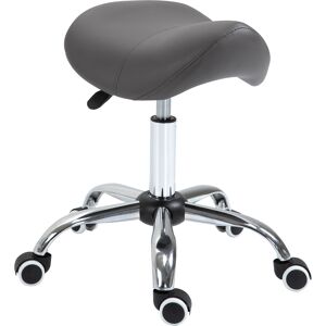 HOMCOM Tabouret de massage tabouret selle ergonomique pivotant 360° hauteur réglable revêtement synthétique gris chromé