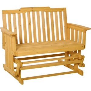 Outsunny Banc à bascule de jardin 2 places grand confort accoudoirs assise et dossier haut ergonomiques sapin 124 x 76 x 95 cm bois naturel