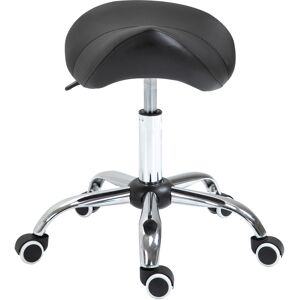 Homcom Tabouret de Massage Tabouret Selle Ergonomique Pivotant 360° Hauteur Réglable Similicuir Noir aosom france