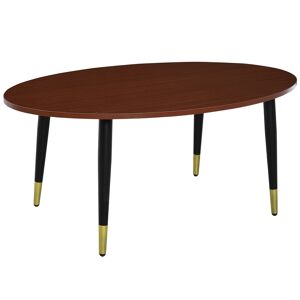 HOMCOM Table Basse Table d'appoin Ovale Multifonctionnel 100 x 60 x 42 cm Teck Foncé aosom france