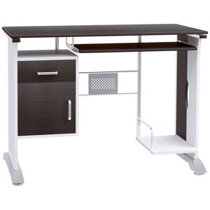 HOMCOM Bureau informatique design 100L x 52l x 75h cm brun noir et blanc