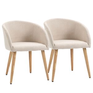 HOMCOM Ensemble de 2 chaises de salle à manger chaise scandinave tissu aspect lin 100 % polyester Dim. 55L x 58P x 74H cm beige   Aosom France