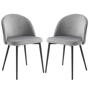 HOMCOM Chaises de salle à manger design scandinave - lot de 2 chaises de cuisine - pieds effilés métal noir - assise dossier ergonomique velours gris