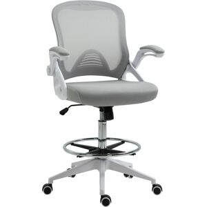 Vinsetto Fauteuil de bureau chaise de bureau assise haute réglable dim. 64L x 60l x 106-126H cm pivotant 360° maille respirante gris et blanc