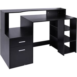 HOMCOM Bureau informatique multimédia design Multi-rangements 137 x 55 x 92 cm noir