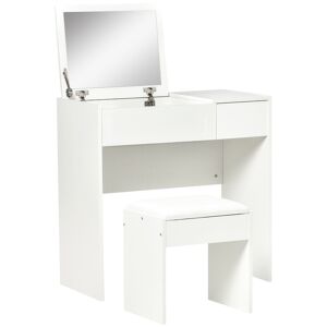 Homcom Coiffeuse Table de Maquillage Miroir Escamotable  Blanc 80 x 40 x 79 cm aosom france