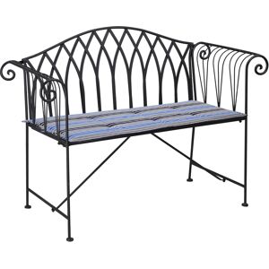 Outsunny Ensemble de banc de Jardin 2 places et de 2 coussins matelas assise - métal façon fer forgé et polyester