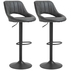 HOMCOM Lot de 2 tabourets de bar avec repose-pieds hauteur réglable et pivotant revêtement synthétique 44 x 49 x 90-110 cm noir