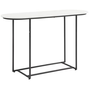 HOMCOM Table console table d'entrée plateau effet marbre longueur 120 cm design moderne avec structure en acier blanc