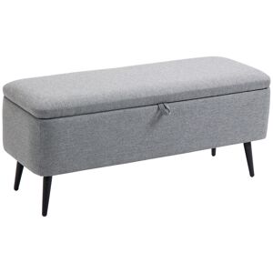 HOMCOM Banc banquette coffre de rangement 2 en 1 en tissu avec pieds en acier noir 102 x 40 x 39,5 cm gris