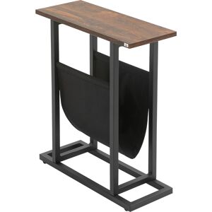 HOMCOM Table d'appoint bout de canapé avec porte-revues strucuture en acier design industriel 49 x 19 x 55 cm noir marron foncé    Aosom France