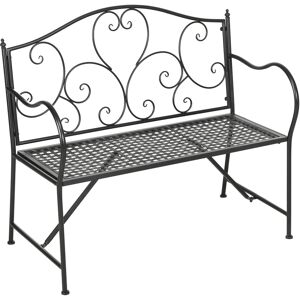 Outsunny Banc de jardin 2 places banquette extérieur terrasse patio en acier style romantique - 106 x 42 x 95 cm noir   Aosom France