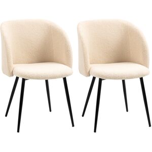 HOMCOM Lot de 2 chaises de salon chaise salle à manger avec dossier en tissu pieds en acier 55 x 62 x 80 cm beige noir