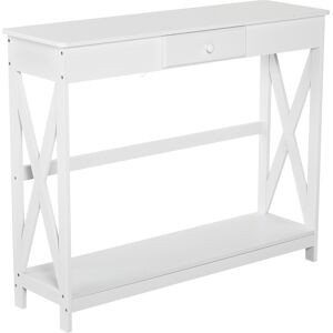 HOMCOM Console Style Table de Drapier Néo-Rétro Tiroir + Étagère 100 x 30 x 81 cm MDF Blanc aosom france