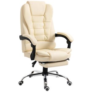 HOMCOM Fauteuil de bureau fauteuil manager grand confort dossier inclinable roulettes P.U 64,5 x 69 x 127 cm crème