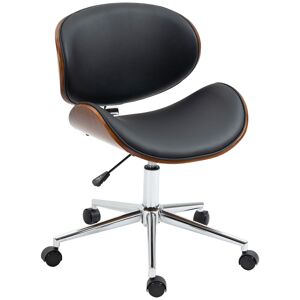 Vinsetto Chaise de bureau design vintage hauteur réglable pivotant 360° bois peuplier revêtement synthétique 53 x 53 x 77-87 cm