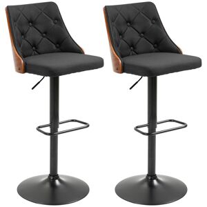 HOMCOM Lot de 2 tabourets de bar réglable en hauteur rotatif sur 360° avec repose-pieds, tissu capitonné