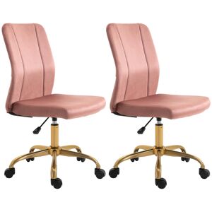 Vinsetto Lot de 2 chaises de bureau design contemporain fauteuil pivotant dossier incurvé hauteur réglable revêtement velours