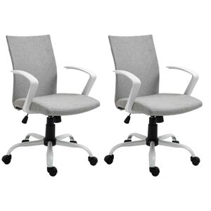 Vinsetto Lot de 2 fauteuils de bureau manager chaise pivotante hauteur réglable assise rembourrée revêtement imitation lin