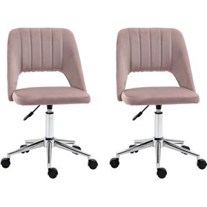 Vinsetto Lot de 2 chaises de bureau design contemporain fauteuil de velours pivotante 360° dossier strié aéré hauteur réglable