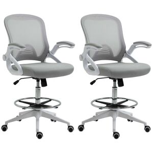 Vinsetto Lot de 2 fauteuils de bureau chaise de bureau assise haute réglable dim. 64L x 60l x 106-126H cm pivotant 360° maille