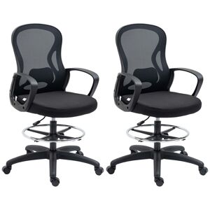 Vinsetto Lot de 2 fauteuils de bureau chaise de bureau assise haute réglable pivotant 360° maille respirante noir