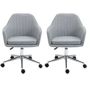 Vinsetto Lot de 2 chaises de bureau contemporain dossier accoudoirs striés hauteur réglable pivotant 360° piètement chromé