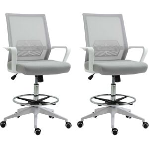 Vinsetto Lot de 2 fauteuils de bureau chaise de bureau assise haute réglable dim. 64L x 60l x 106-126H cm pivotant 360° maille