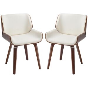 HOMCOM Lot de 2 chaises de salle à manger style vintage assise revêtement synthétique 51,5 x 53 x 79,5 cm blanc marron