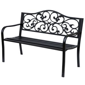 Outsunny Banc 3 Places de Jardin Style Cosy Chic Terrasse Acier Epoxy Anticorrosion 127 x 60 x 85 cm Noir