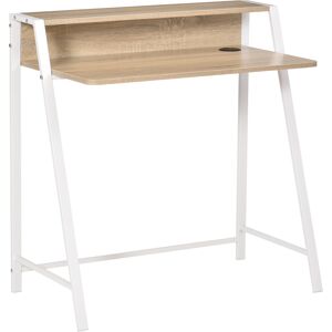 HOMCOM Bureau Table Informatique plan de travail dim. 84L x 45l x 85H cm Style néo-rétro en Bois chêne Clair Blanc