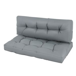 Outsunny Canapé en palettes avec coussin d’assise et de dossier intérieur extérieur 120 x 80 x 12 cm gris foncé