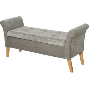 HOMCOM Banc Banquette Design Contemporain Accoudoirs Courbés Fonction de Rangement 2 en 1 136 5 x 45lx 62 cm Gris aosom france