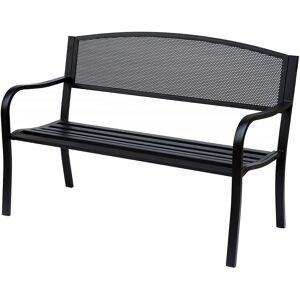 Outsunny Banc 3 Places de Jardin Style Contemporain Terrasse Acier Epoxy Anticorrosion 127 x 60 x 85 cm Noir