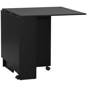 HOMCOM Table pliante de cuisine salle à manger amovible sur roulettes 75 x 140 x 74 cm coloris noir