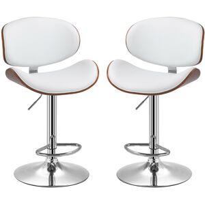 HOMCOM Lot de 2 chaises de bar tabouret hauteur réglable revêtement synthétique 53 x 52 x 92-112 cm blanc