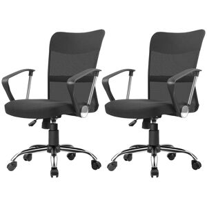 Vinsetto Lot de 2 fauteuils de bureau chaise de bureau réglable pivotant 360° fonction à bascule lin maille respirante noir