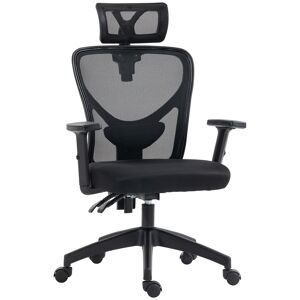 Vinsetto Fauteuil de bureau chaise de bureau manager dossier ergonomique inclinable pivotant tissu maille noir
