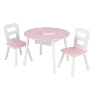 KidKraft® Ensemble table 2 chaises enfant bois, blanc/rose 26165