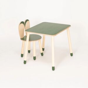 Family-SCL Table et chaise enfant Bunny bois kaki/naturel 60 cm
