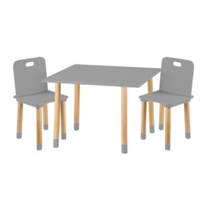 kindsgard Ensemble table enfant et chaises snakklig bois gris 3 pieces